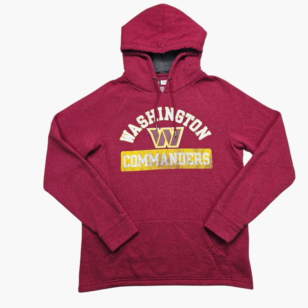 NFL Team Apparel Washington Commanders Mens Medium Hoodie Burgundy Sherpa Lined